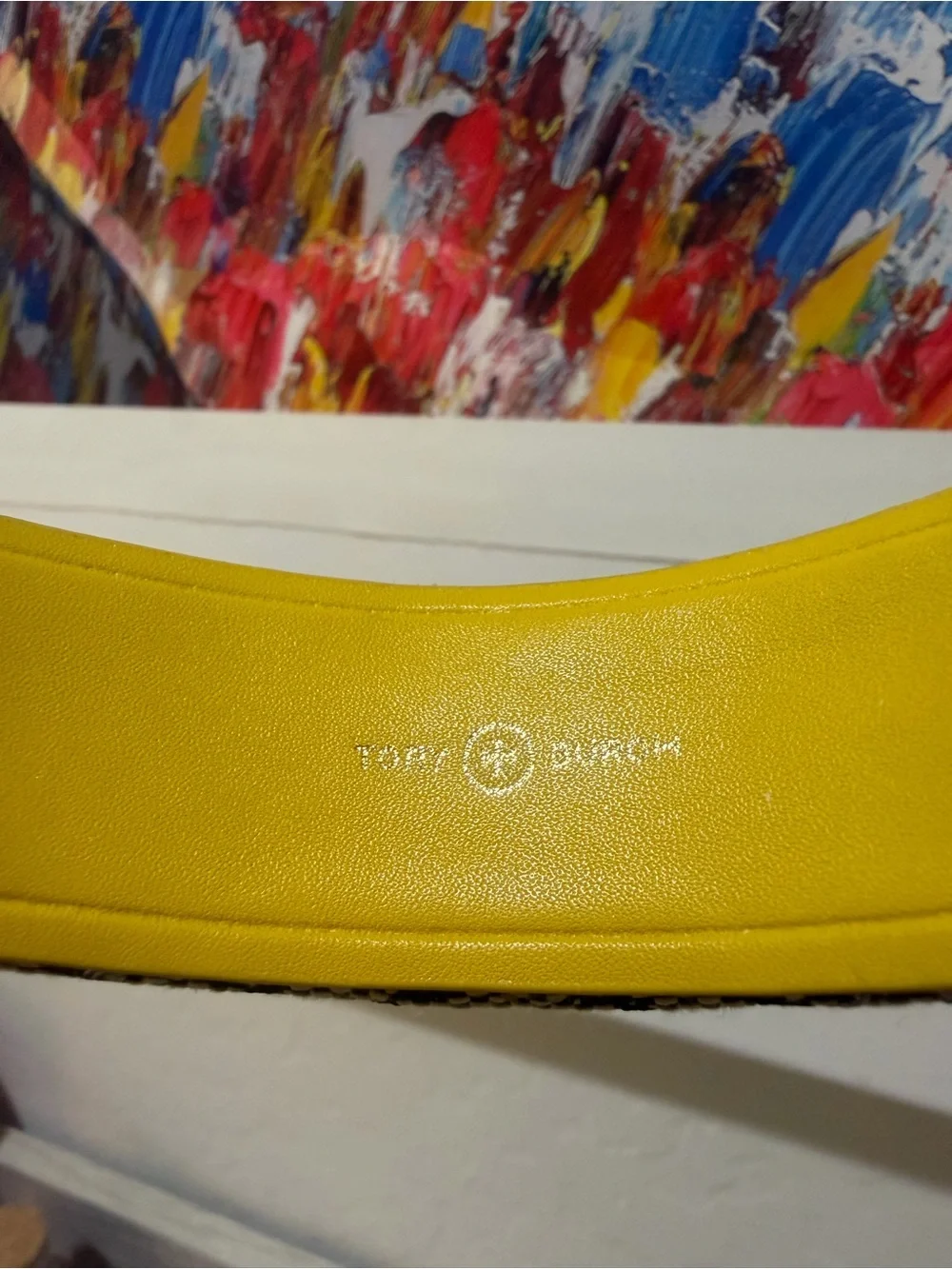 Tory Burch Beige and Navy Blue Logo Headband
